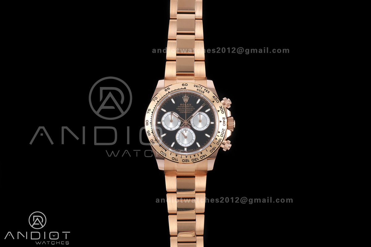 Daytona 126505 BTF 1:1 Best Edition Black/Silver Stick Dial on RG Braclet DD4131 (Weighted)